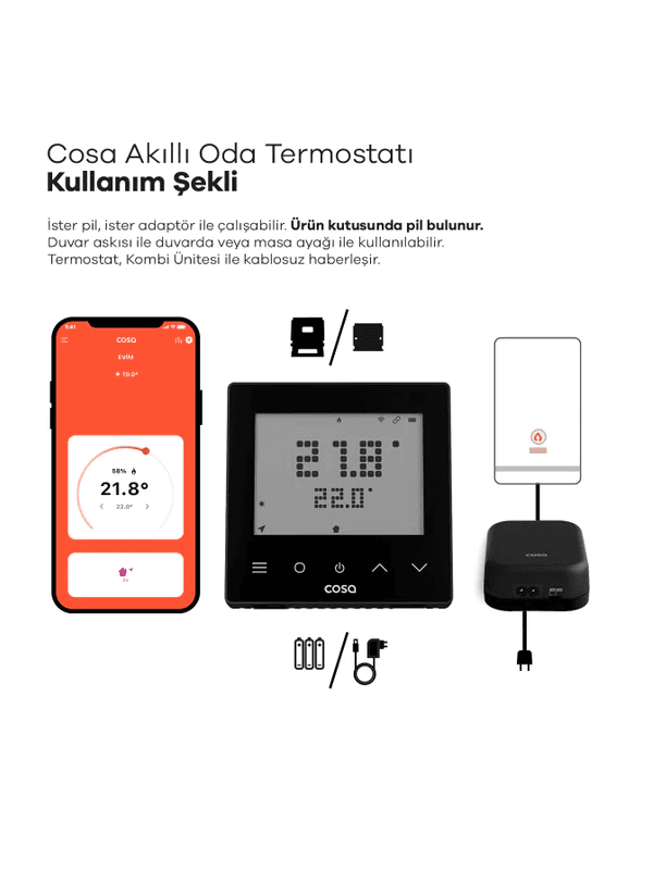 Cosa P5TR-21 Akıllı Kombi Kontrolü - Siyah Termostat 2