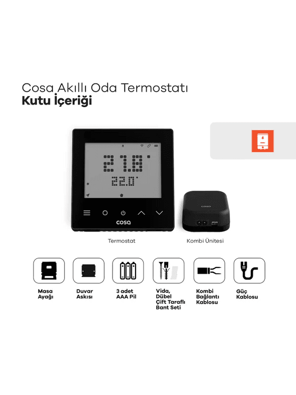 Cosa P5TR-21 Akıllı Kombi Kontrolü - Siyah Termostat 1