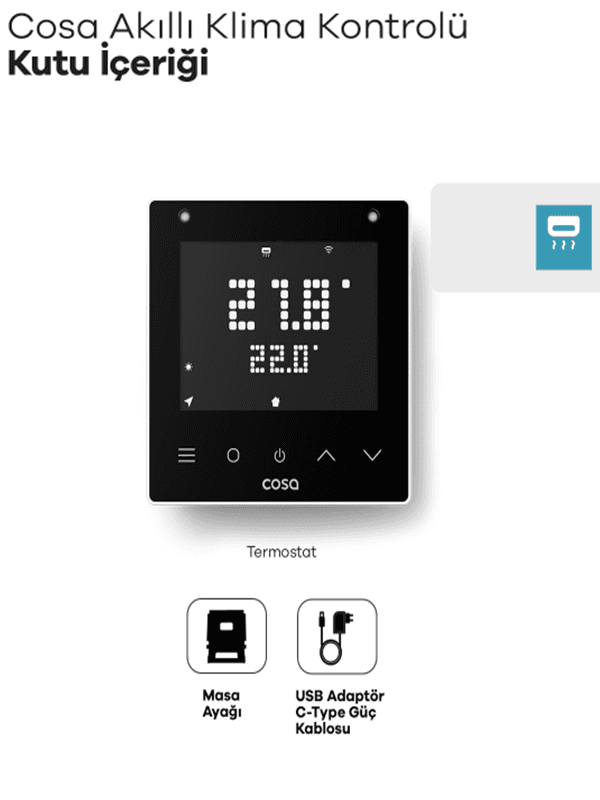 Cosa P5TR-09-AC-W Akıllı Klima Kontrolü - Beyaz Termostat 4