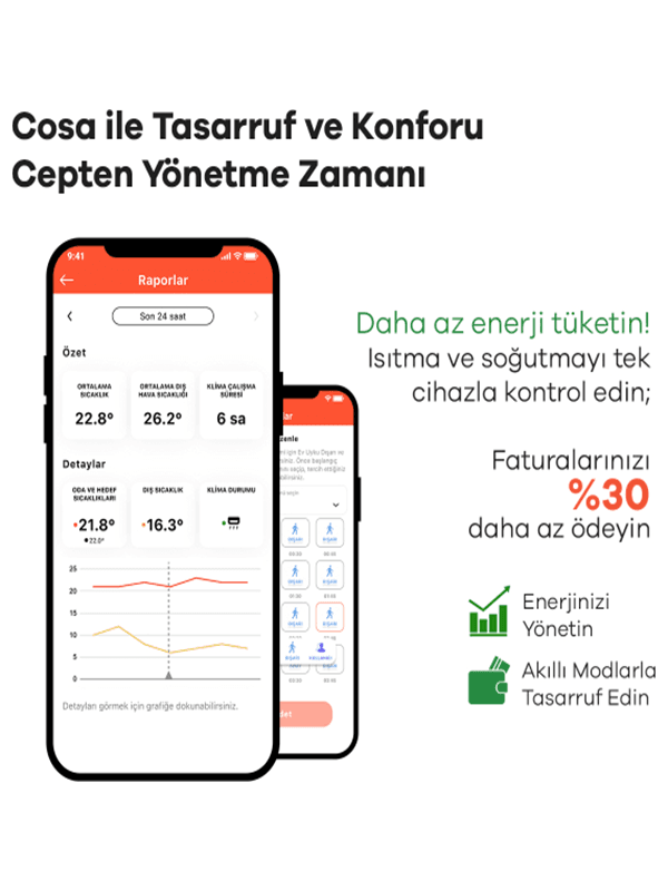 Cosa P5TR-21-AC-W Akıllı Oda Termostotı Kablolu Kombi ve Klima Kontrolü - Beyaz 3