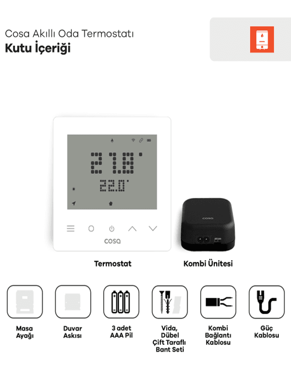 Cosa P5TR-21-W Akıllı Kombi Kontrolü - Beyaz Termostat 3
