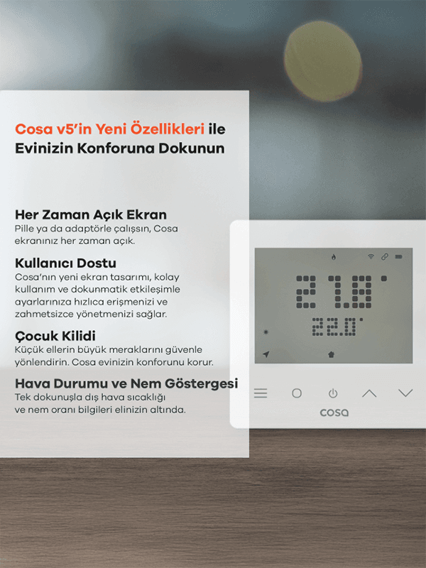 Cosa P5TR-21-W Akıllı Kombi Kontrolü - Beyaz Termostat 2