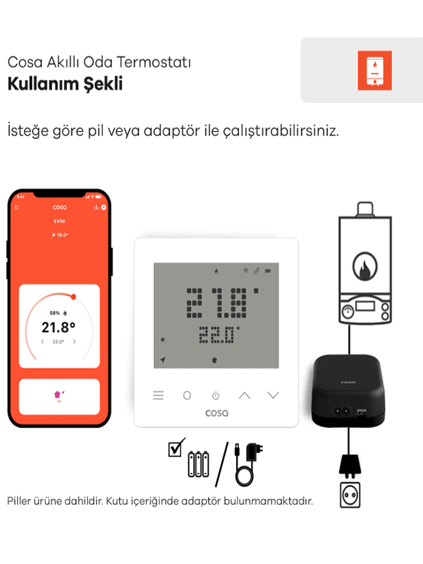 Cosa P5TR-21-W Akıllı Kombi Kontrolü - Beyaz Termostat 1