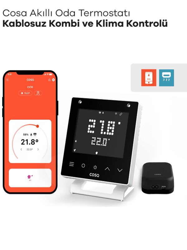 Cosa P5TR-21-AC-W Akıllı Oda Termostotı Kablolu Kombi ve Klima Kontrolü - Beyaz 4